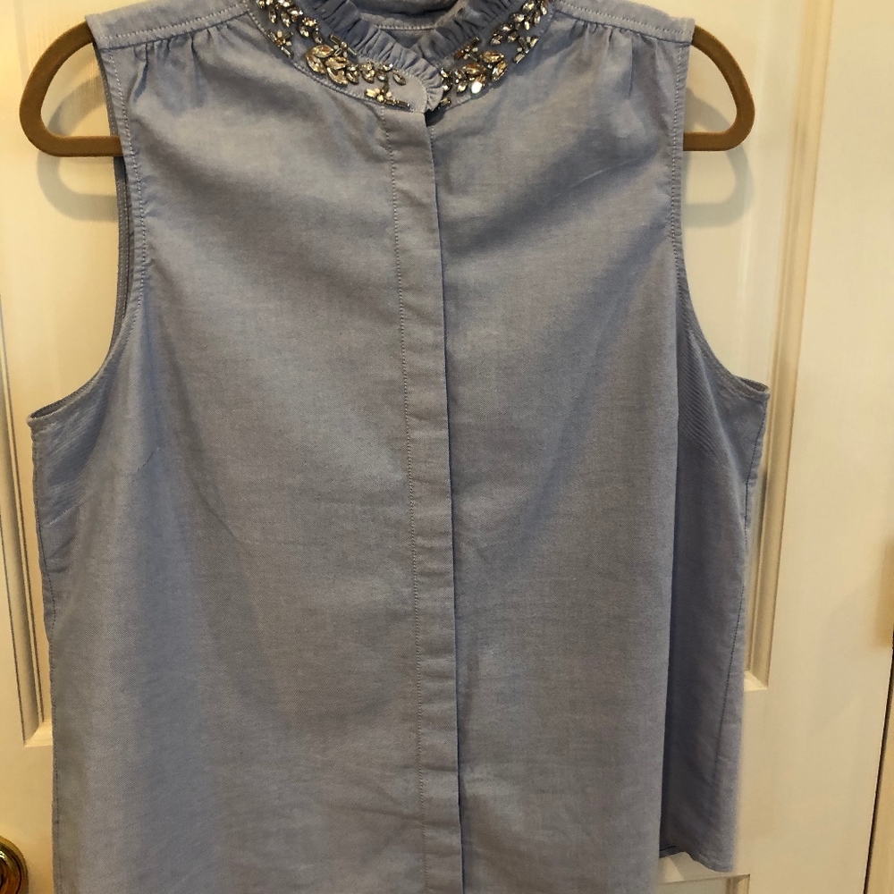 Blue Oxford Jeweled Collar J Crew